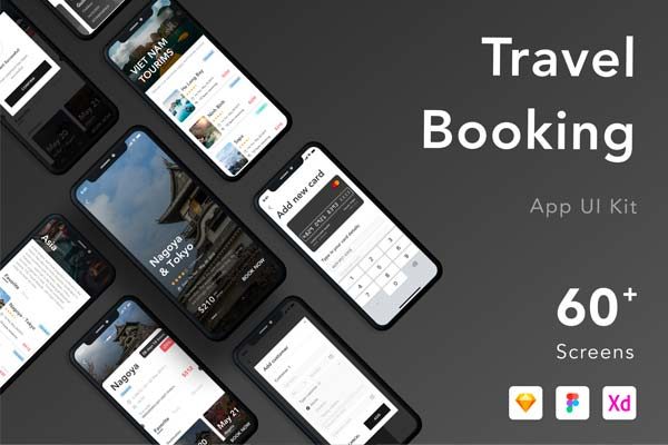 素材库下午茶：酒店预订的旅行APP UI KIT 套装下载[Sketch,fig,XD]