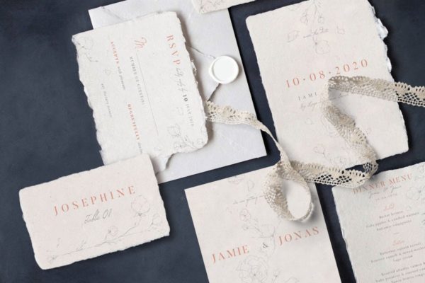 创意特色花卉婚礼邀请函设计素材套装 Sketchy Floral Wedding Suite