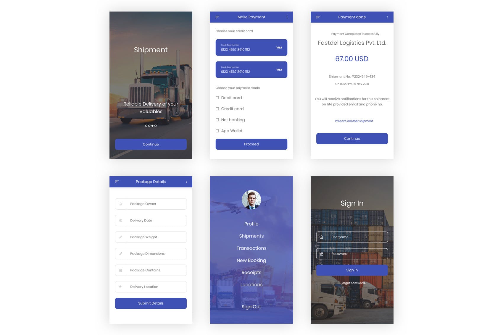 物流运输APP用户界面设计UI套件PSD模板 Shipment – Logistic & Transport UI Kit (Photoshop)插图(8)