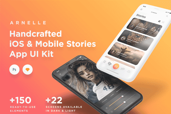 素材库下午茶：社交资讯阅读类APP UI KITS套装下载[Sketch,PSD]