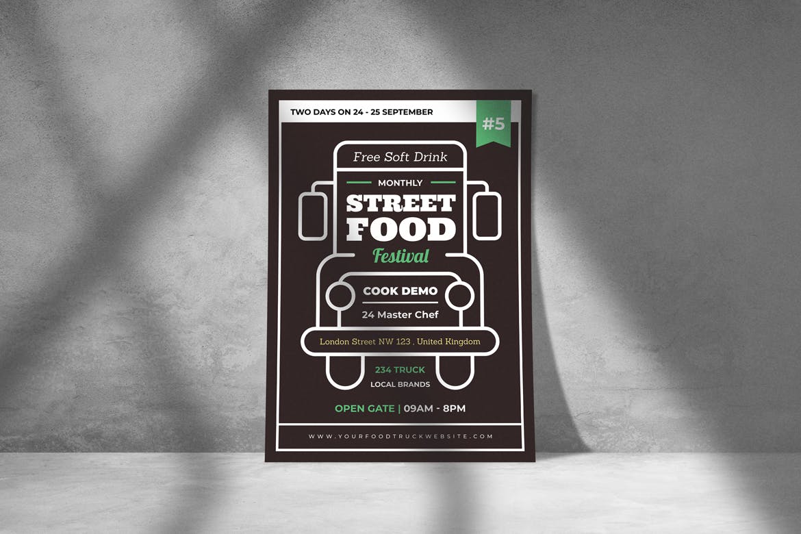美食车餐车宣传海报传单设计模板 Food Truck Flyer插图(2)