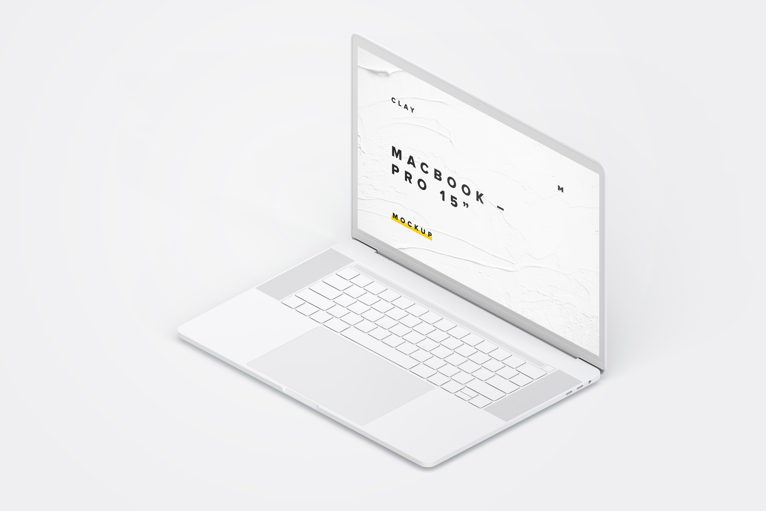 MacBook Pro笔记本电脑设计效果演示右视图样机 Clay MacBook Pro 15" with Touch Bar, Right Isometric View Mockup插图