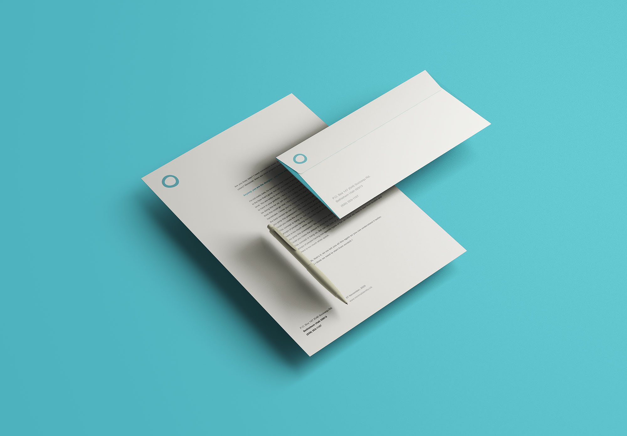 企业VI设计办公用品立体悬浮效果图样机 Floating Identity Mockup插图