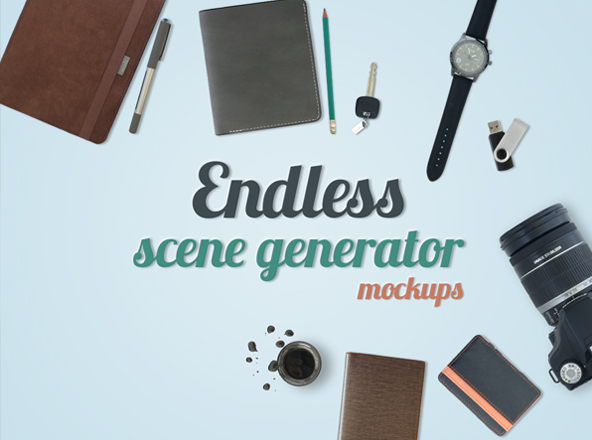 办公用品/EDC场景样机设计素材 Top View Scene Creator