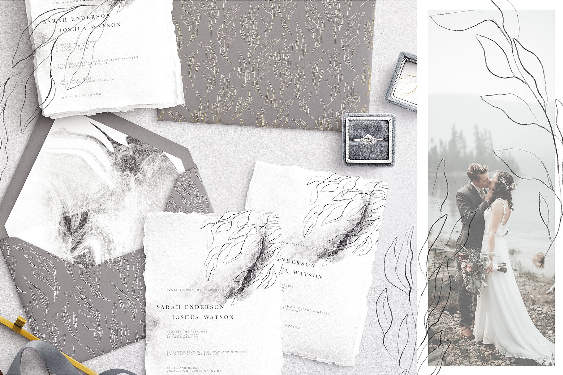 优雅水墨植物花卉元素水彩剪贴画合集 Night Time Collection插图(1)