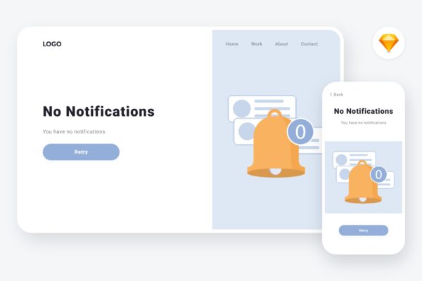 空信箱信息通知主题矢量插画素材v3[SKETCH&amp;SVG] Empty state 3 illustration (Sketch &amp; SVG)