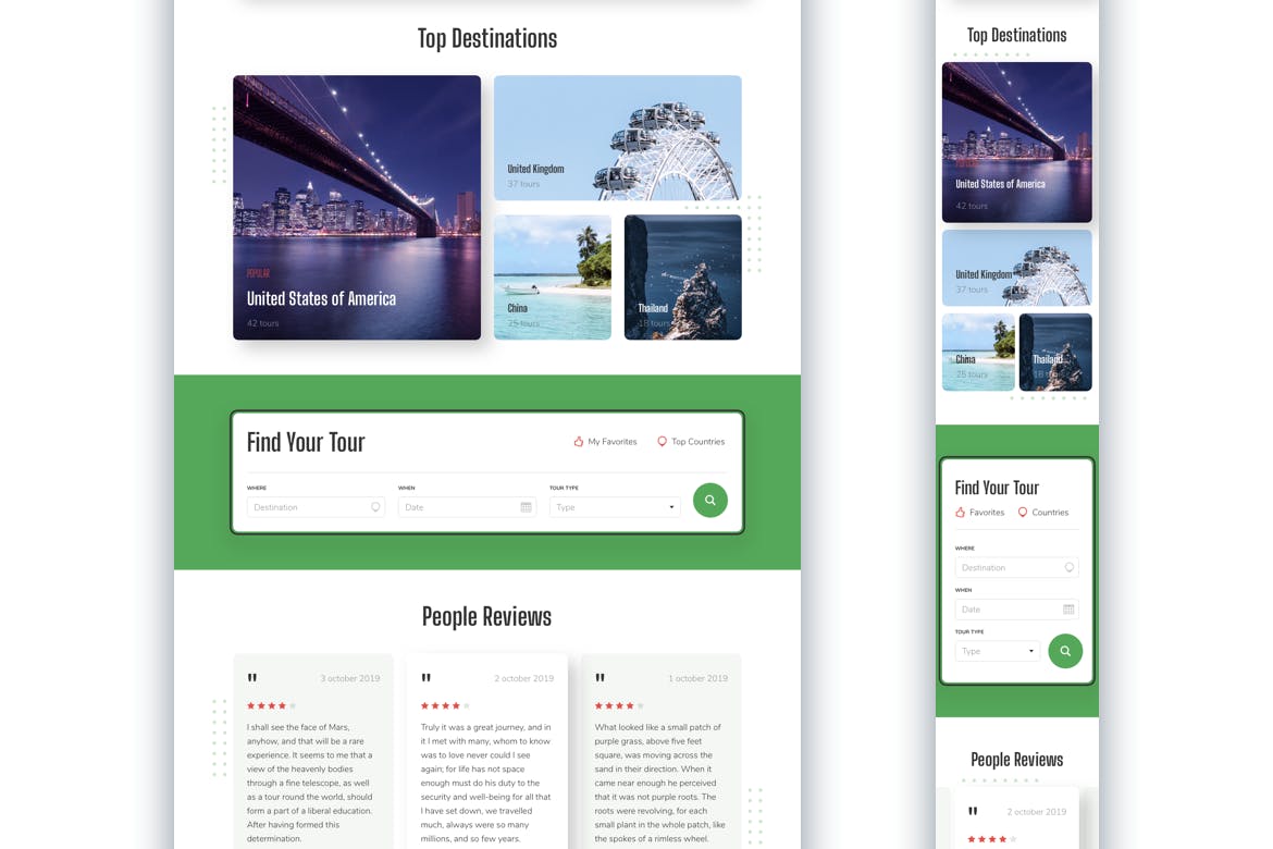响应式旅游主题网站UI设计套件 Travel Responsive Landing Page插图(3)