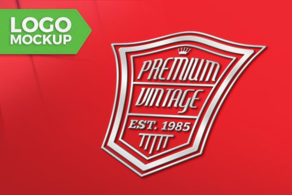 红色背景商标Logo设计印刷效果图素材库精选 Red Logo Mock-Up