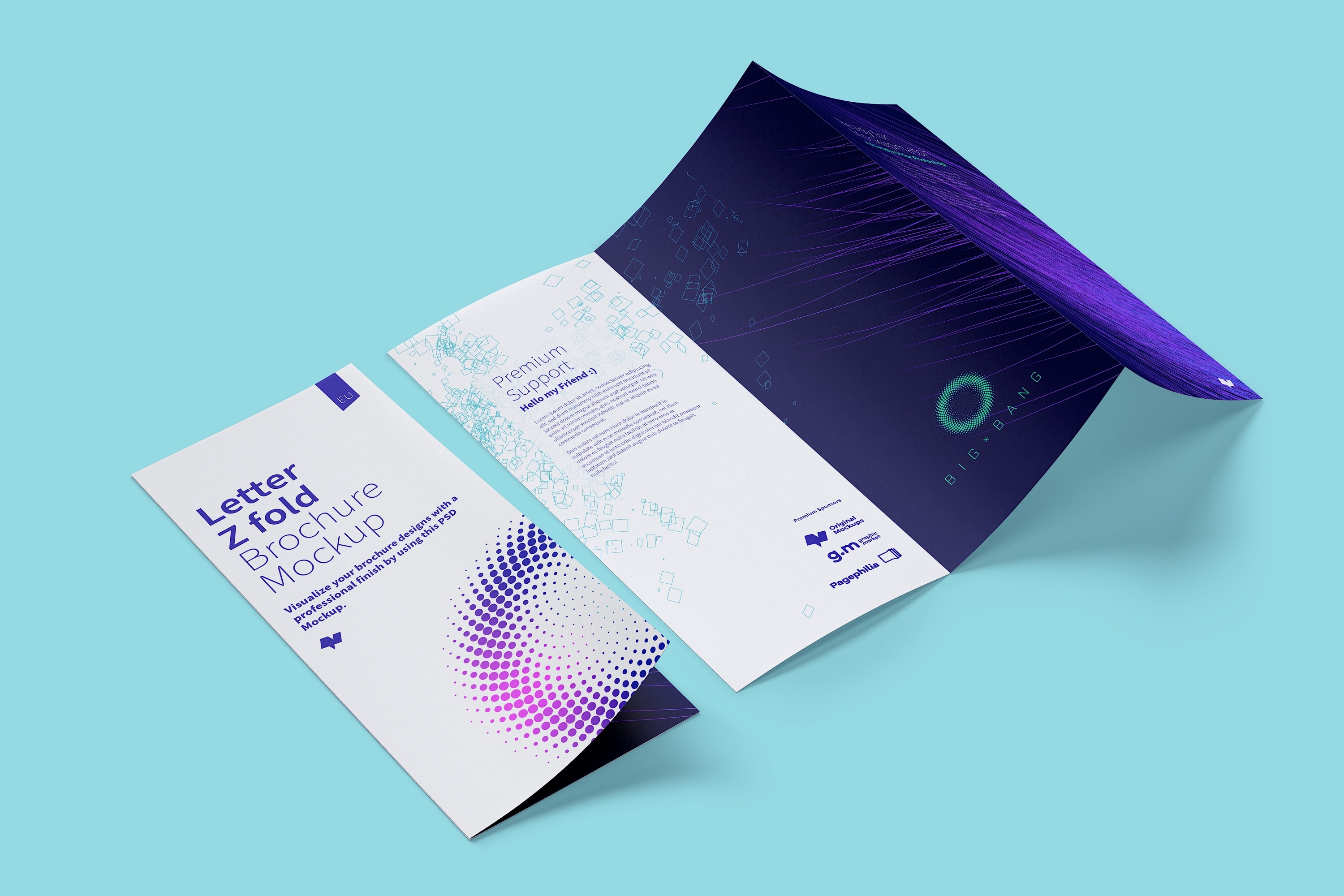 信纸尺寸三折页传单小册子设计样机06 Letter Z Fold Brochure Mockup 06插图(3)