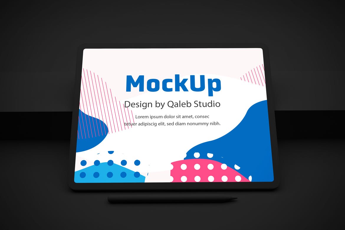 酷黑背景iPad平板电脑UI设计屏幕预览素材库精选样机模板 Dark iPad Pro V.2 Mockup插图(4)