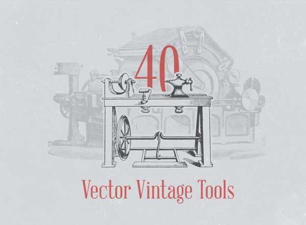 复古生产工具矢量插画素材 Vector Vintage Tool Illustrations
