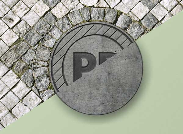 3D 立体下水道沙井盖 Logo 样机模板 3D sewer hatch &amp; logo mock-up