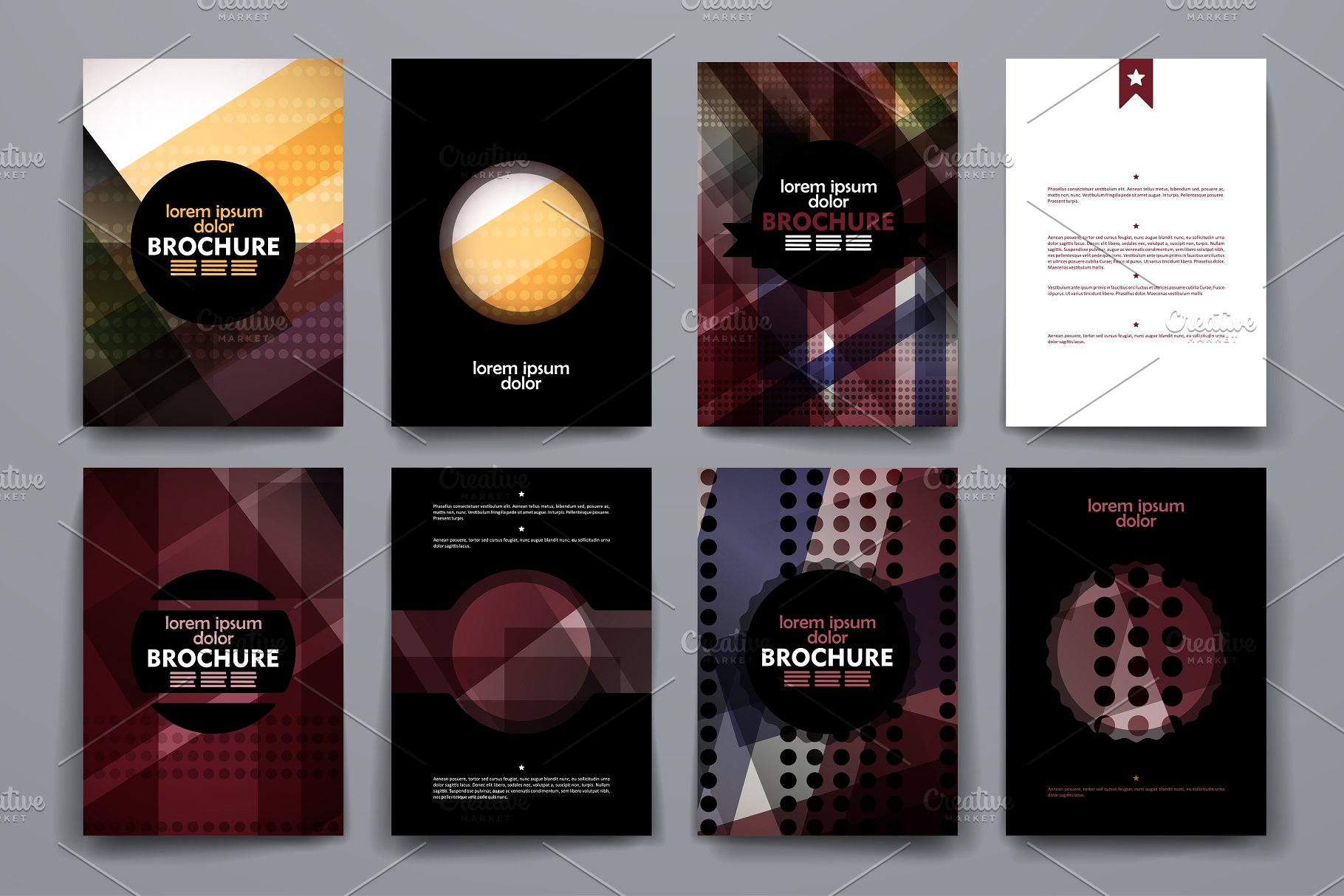 暗色调抽象图形背景画册背景 Abstract Brochures插图(4)