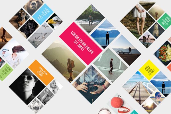 菱形相框照片预览样机素材库精选模板 Rhombic Photo Frame Templates