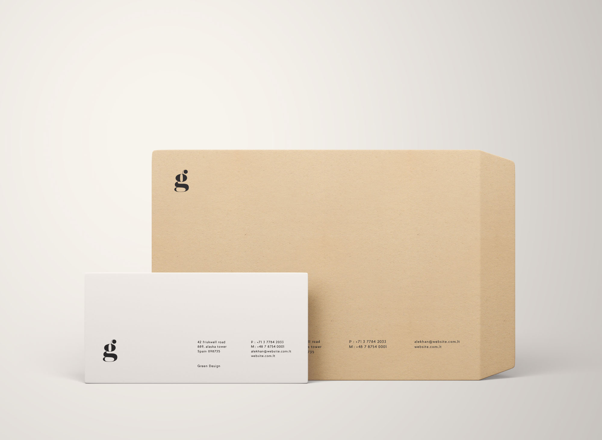 两种尺寸规格信封设计PSD样机模板 Two Size Envelope Mockups .PSD插图