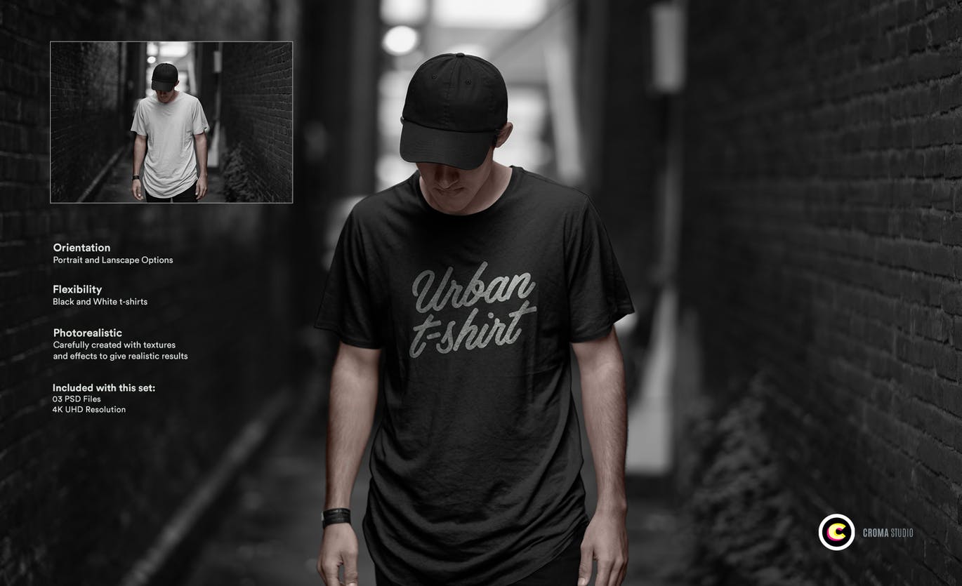 经典款男士T恤设计效果图样机 T-Shirt Mockups插图(1)