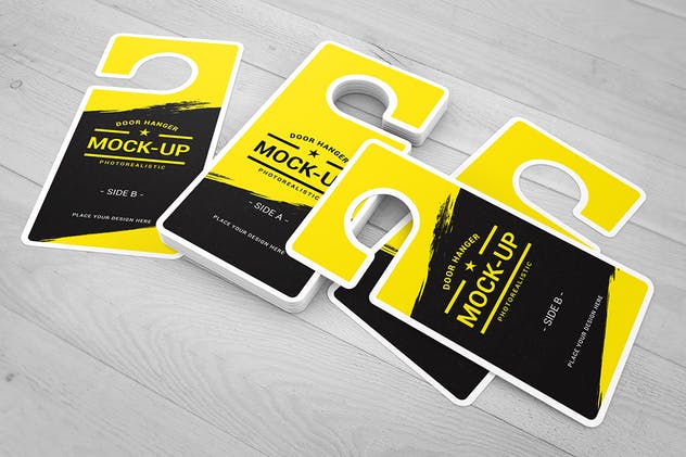 酒店房间门架标签样机模板 Door Hanger Mockups插图(2)