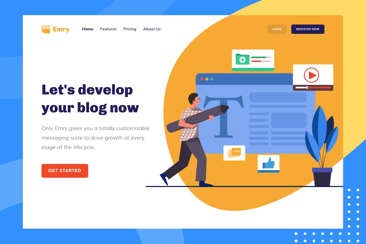 博客主题网站设计矢量插画素材 Emry – Blog Header插图(1)