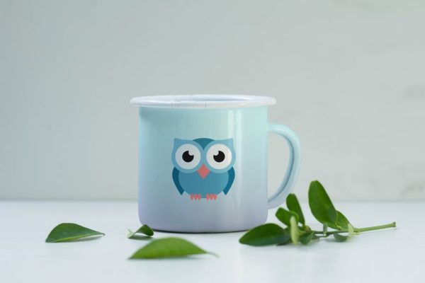 搪瓷杯印花设计效果图素材库精选 Enamel Mug Mockup