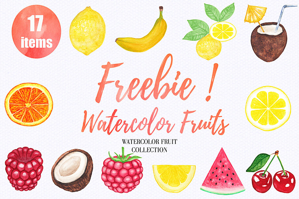 8种水果水彩画 12 Free Watercolor Fruits插图