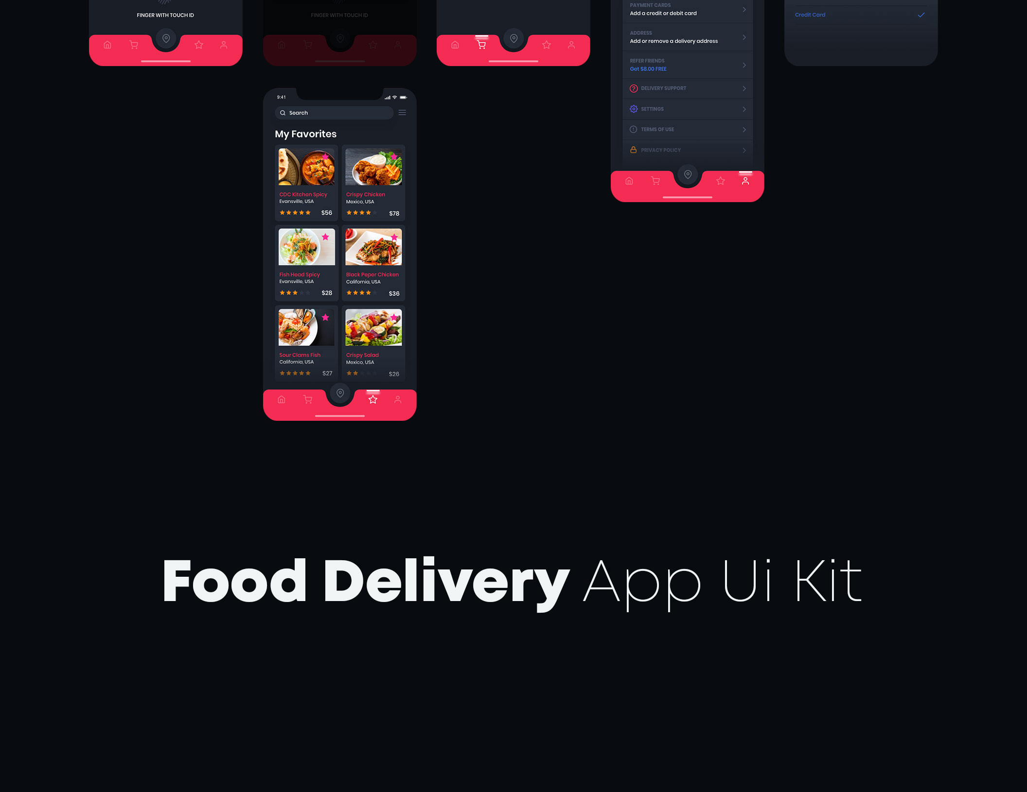 素材库下午茶：时尚和现代的食品交付/送餐APP UI套件设计素材库精选模板[Sketch]插图(2)