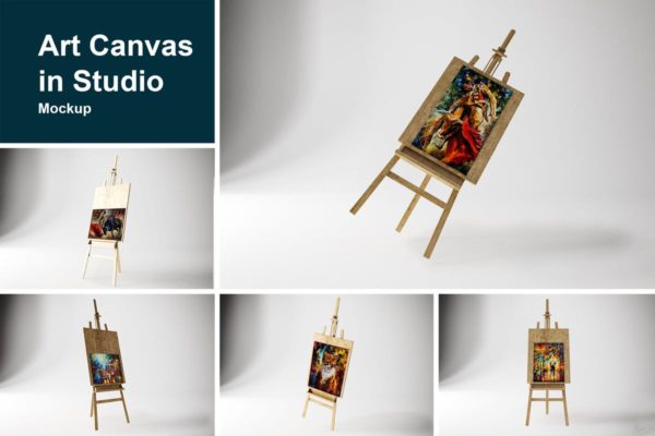 油画艺术作品展示样机 Art Canvas in studio