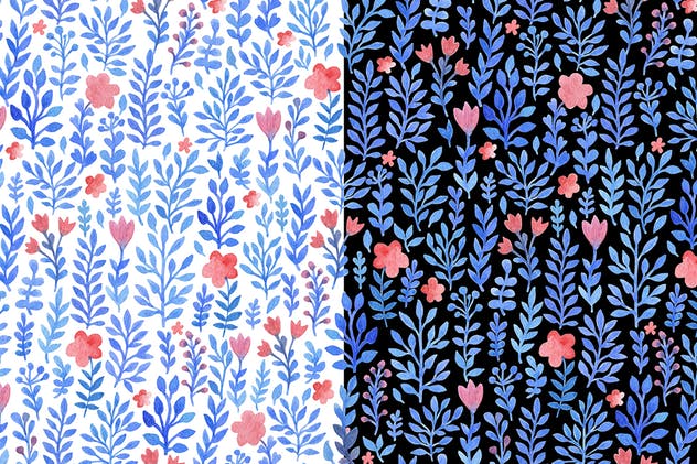 水彩花卉元素无缝插画套装 Watercolor Floral Kit插图(2)