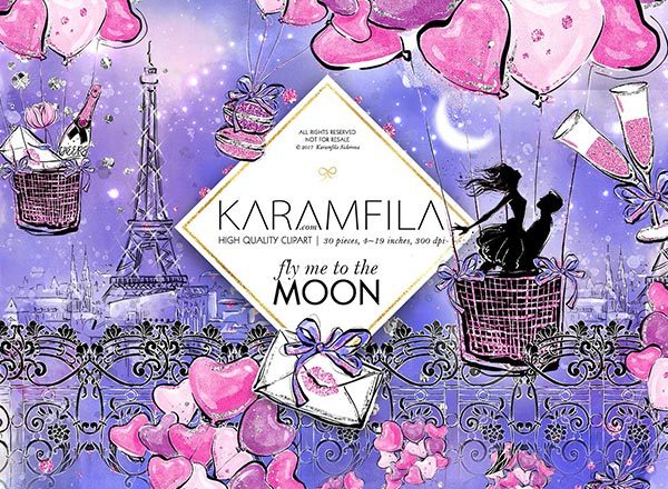 手绘2018流行色风格的情人节元素集合（png）