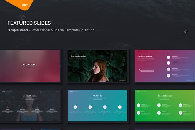 图表图形信息图表设计风格PPT模板 Gravidient Powerpoint Simply Theme插图(2)