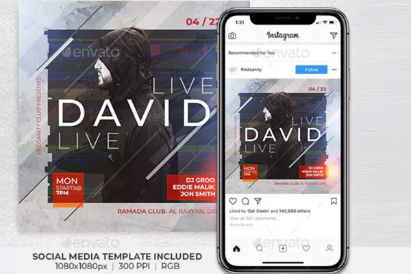 DJ音乐巡演派对传单设计模板