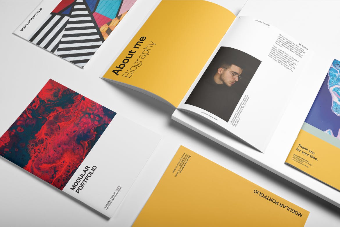 企业画册/产品目录/作品集INDD＆PSD设计模板 Modular Portfolio Template插图(2)