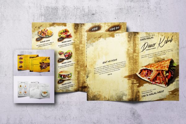 不同国家餐馆双页素材库精选菜单模板合集 Different Countries Bifold Food Menu Bundle