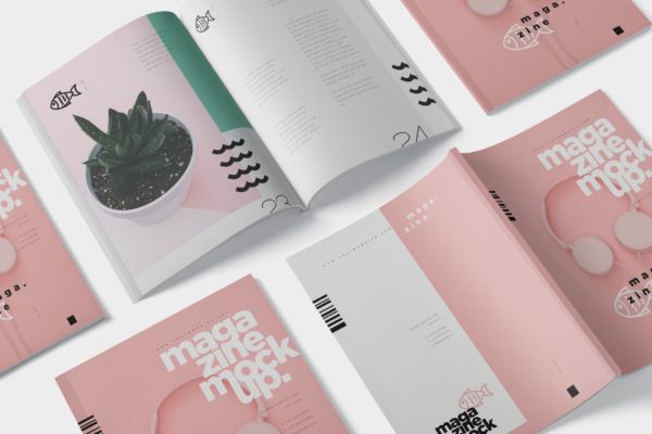 美国信纸尺寸规格杂志封面&amp;内页排版设计效果图样机 Magazine Mockup – US Letter 8.5×11 Inch Size