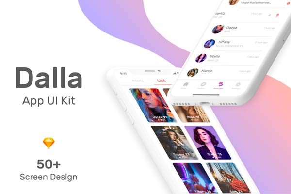素材库下午茶：时尚的社交约会交友类APP UI KIT套装下载[Sketch]