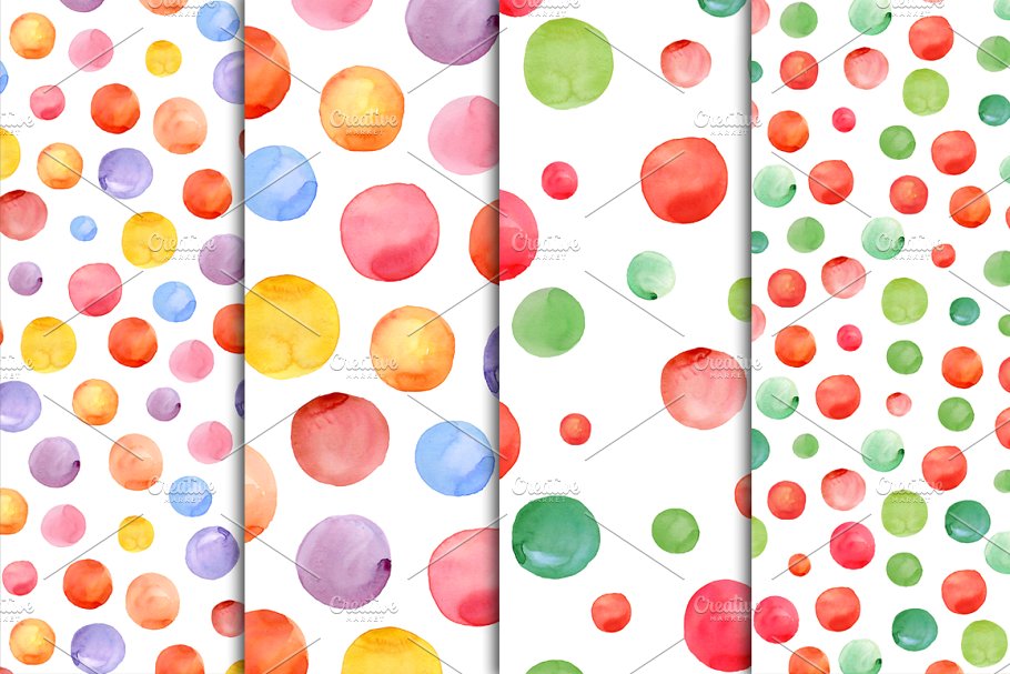水彩圆点图案纹理 Watercolor Dots Background插图(2)
