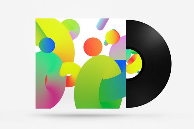 复古设计风格CD专辑封面样机 Vintage Album Covers Mockups插图(1)