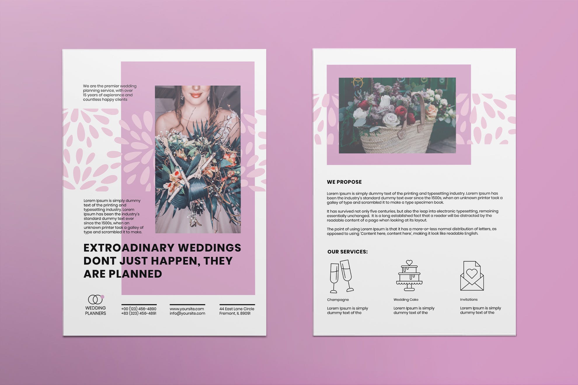 婚礼策划/宴会活动邀请海报传单设计模板素材 Wedding Planner Flyer插图(1)