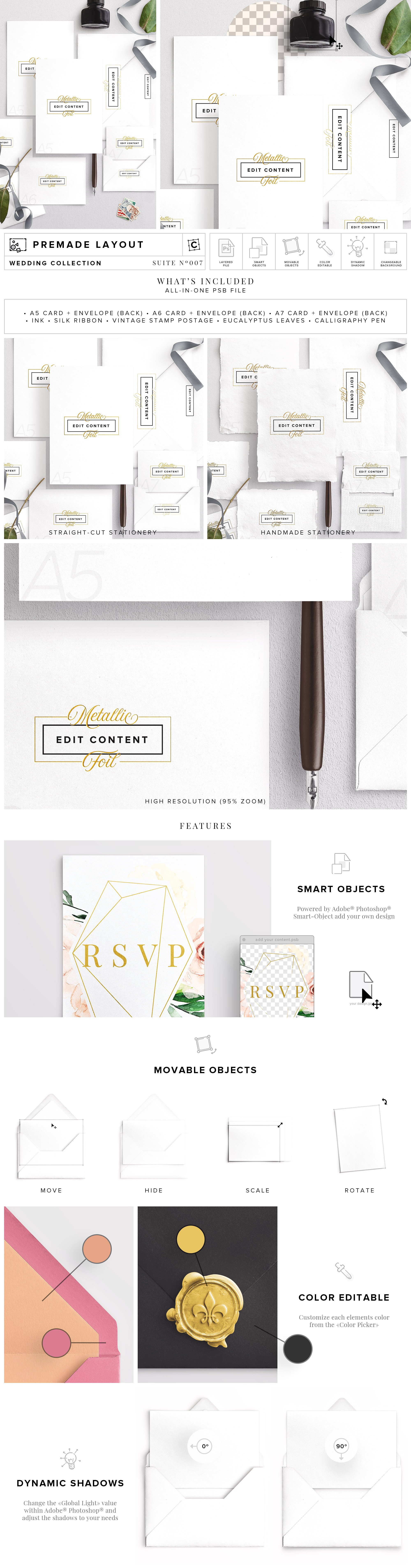 婚礼设计物料样机模板合集 Wedding Suite Mockup Scene插图