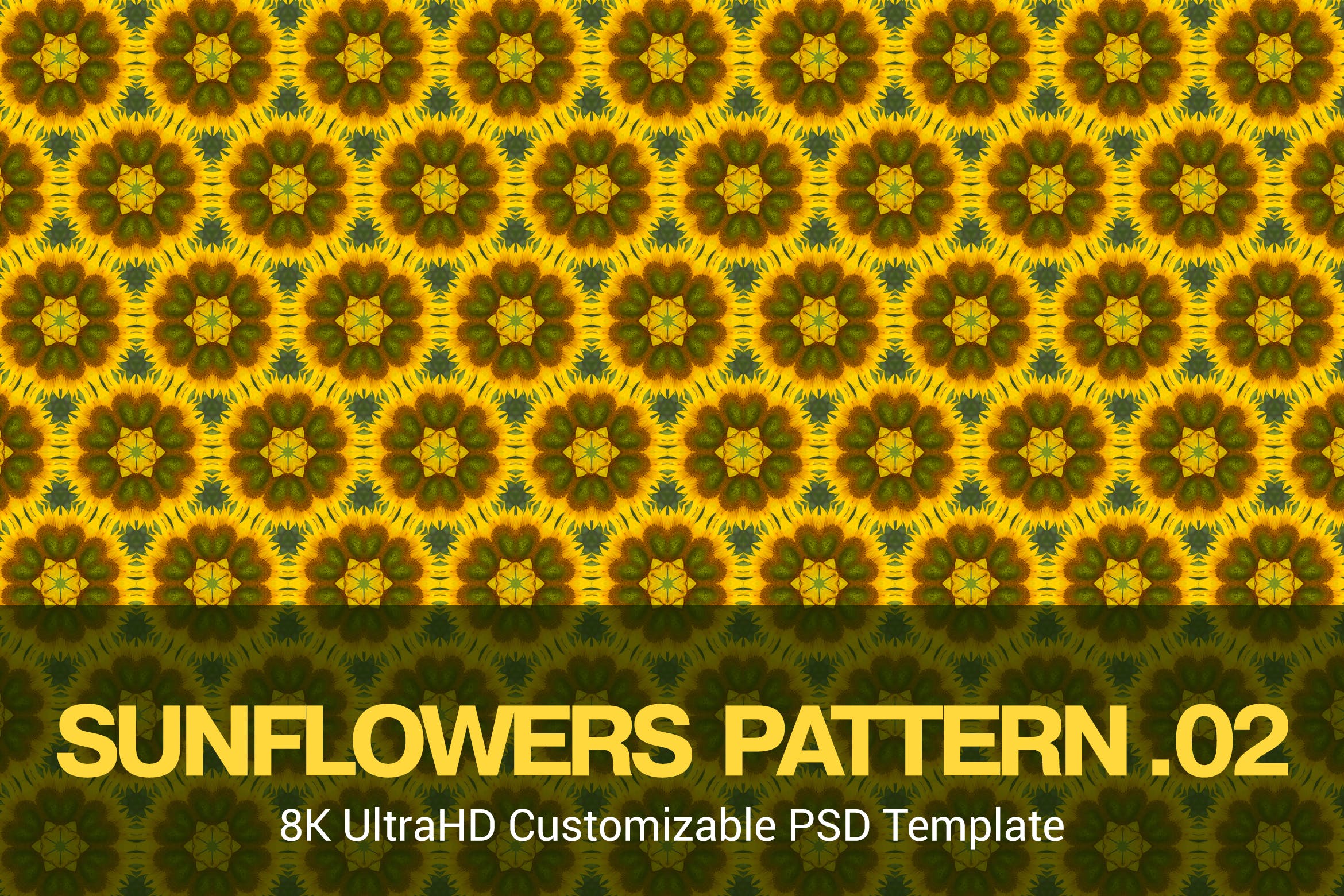 8K超高清无缝向日葵图案背景图素材v02 8K UltraHD Seamless Sunflowers Pattern Background插图