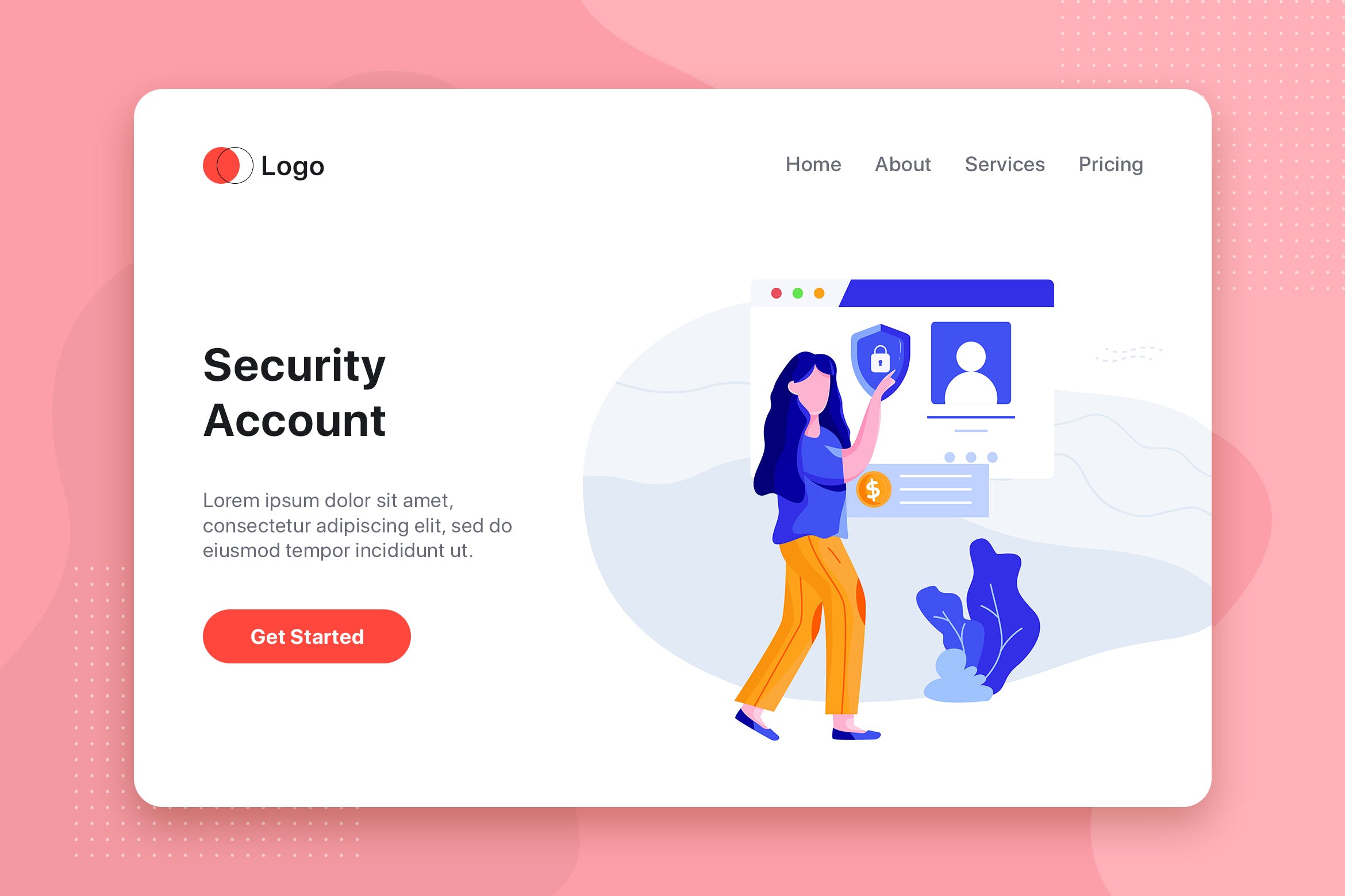安全帐户-网上银行APP设计素材库精选概念插画 Security Account – Online Banking app concept插图