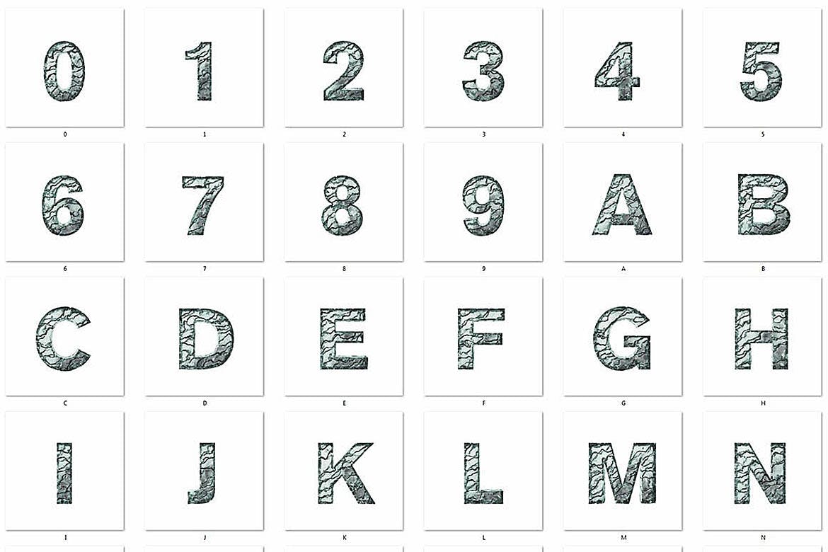 时尚高端3D立体破裂的玻璃质感的数字英文字体（png）插图(3)