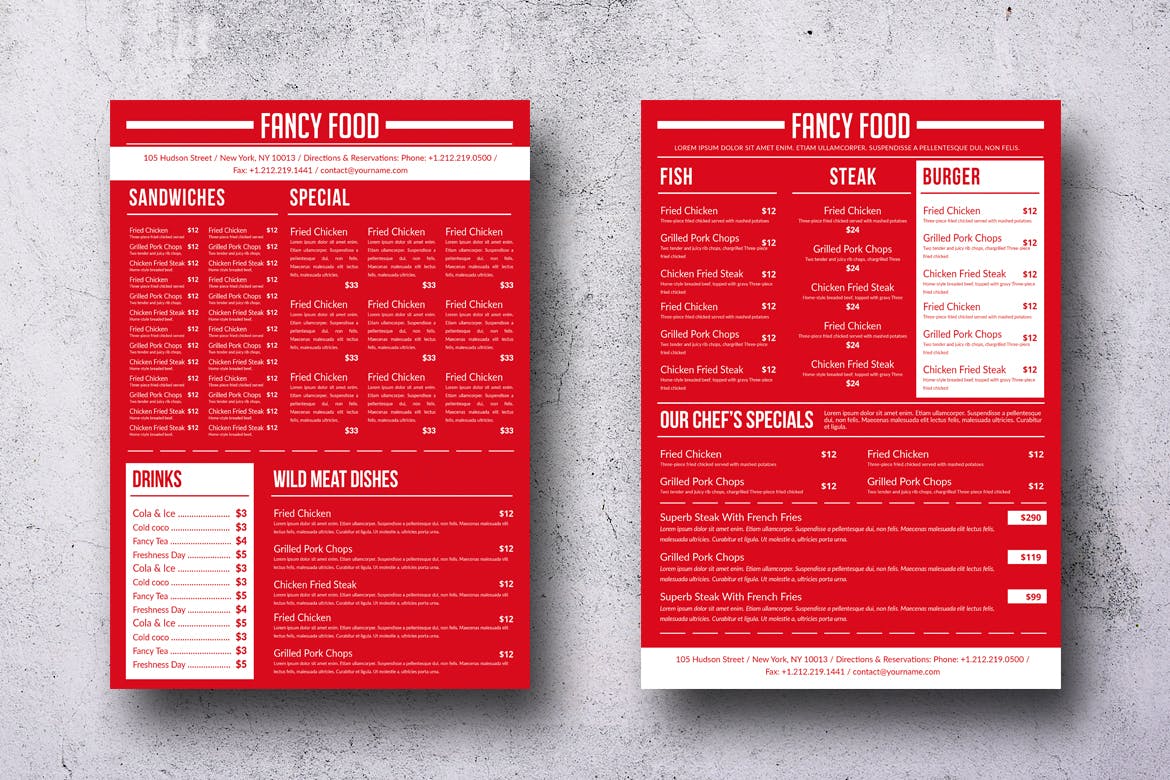 A4纸极简设计风格西式菜单设计模板 Simple A4 Minimal A4 Menu – 13 Color Versions插图(10)