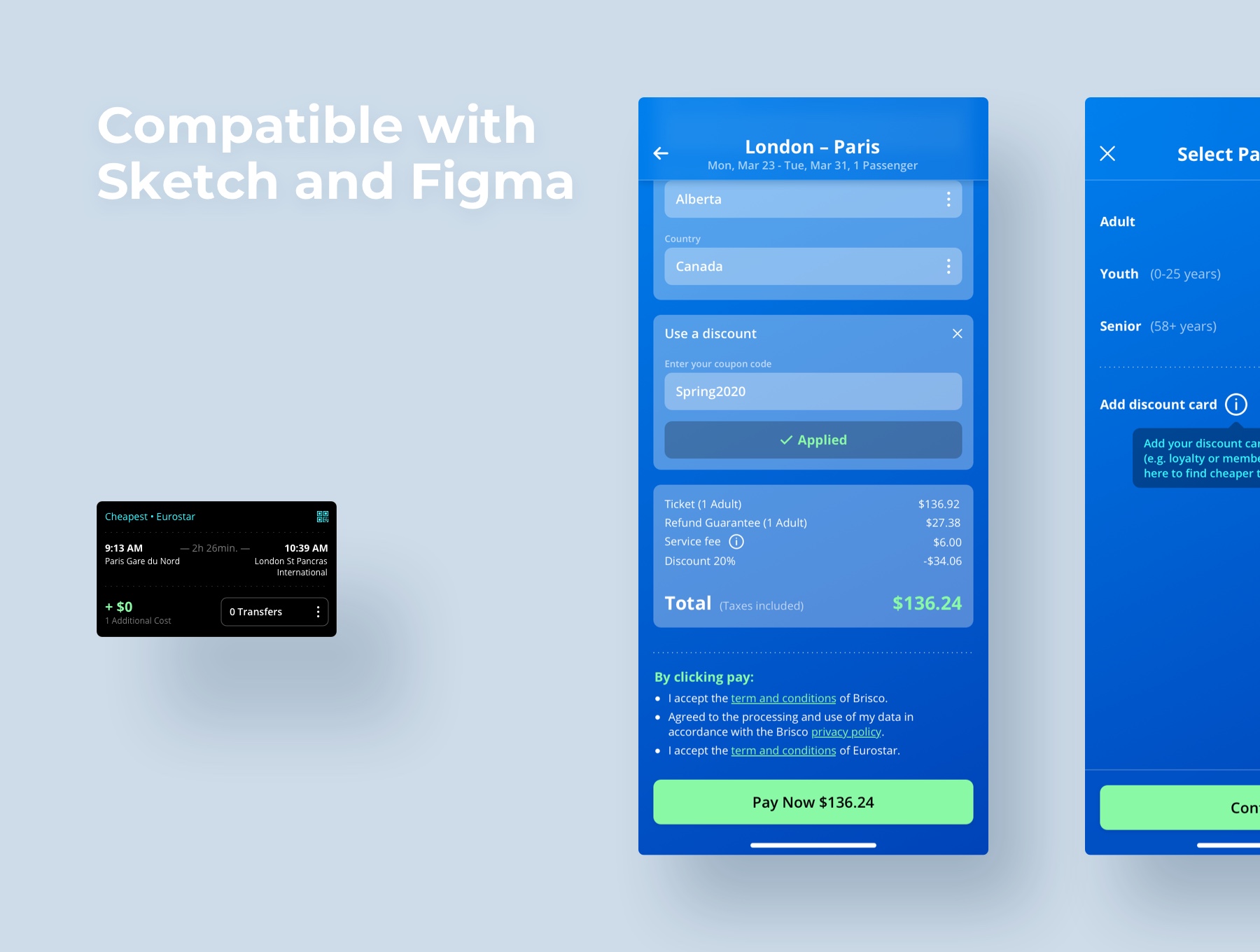 素材库下午茶:旅行出行交通工具预订APP应用UI设计素材库精选套件插图(5)