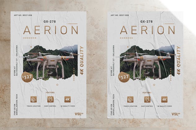 无人机高科技电子产品促销海报设计模板 Drone Poster插图(2)