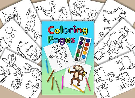 可爱的节日祝贺手绘着色页高清图片下载[jpg]