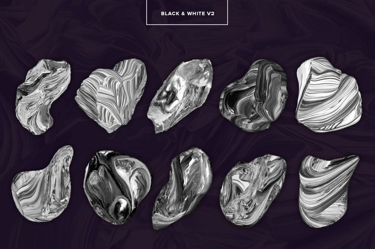 创意抽象纹理系列:80个3D立体抽象形状&PS笔刷 Displaced插图(13)