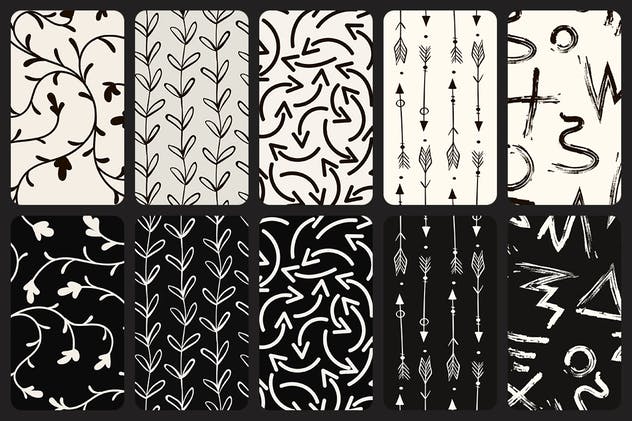 50抽象涂鸦无缝印花包装设计图案 50 Abstract Doodle Seamless Patterns插图(7)