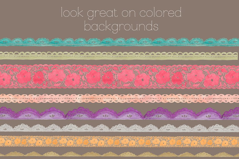 手绘水彩蕾丝艺术图像 Watercolor Lace Clip Art插图(1)