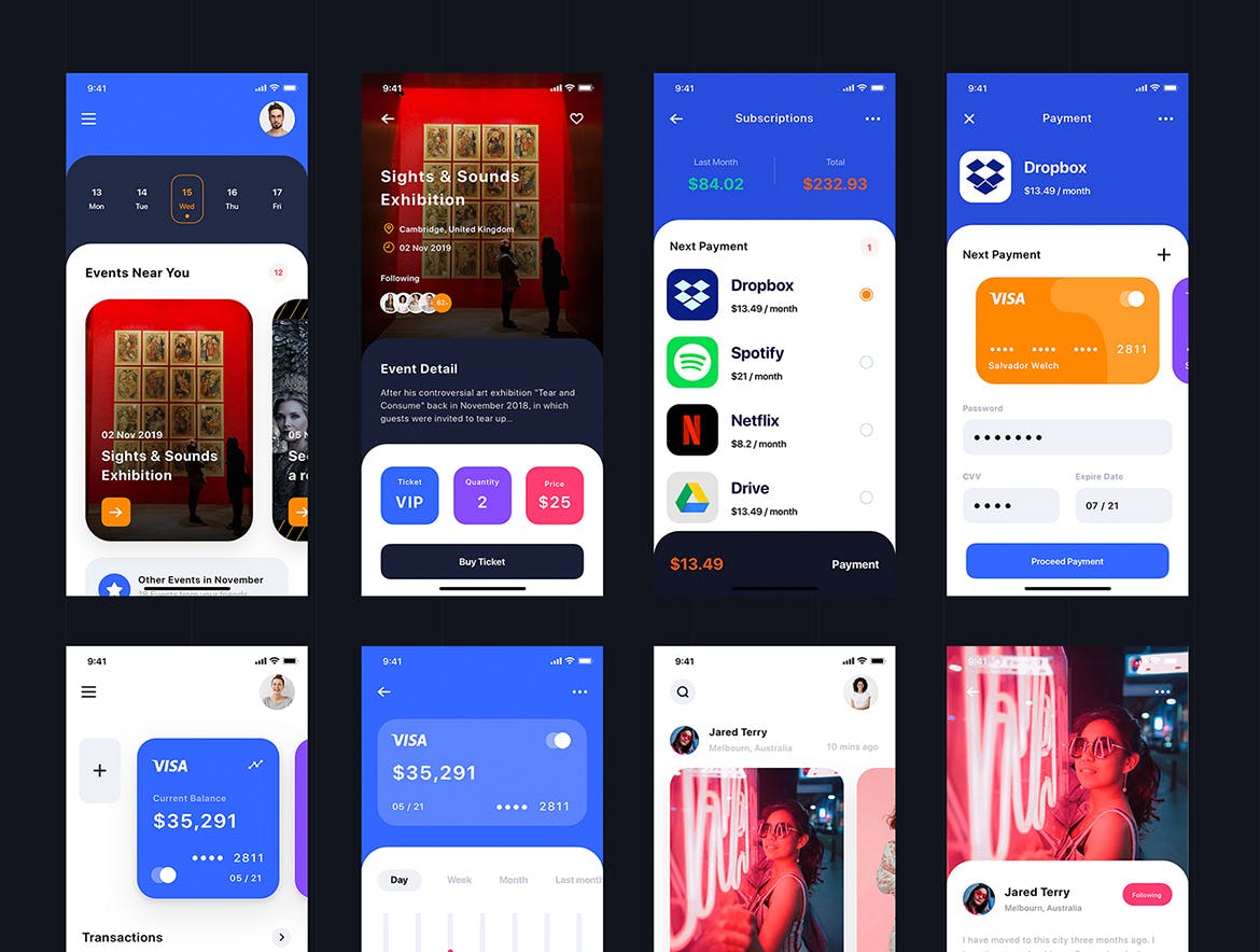 移动支付生活APP应用UI交互界面设计FIGMA模板 BARIUM – Multipurpose Card-based_FIGMA插图(5)