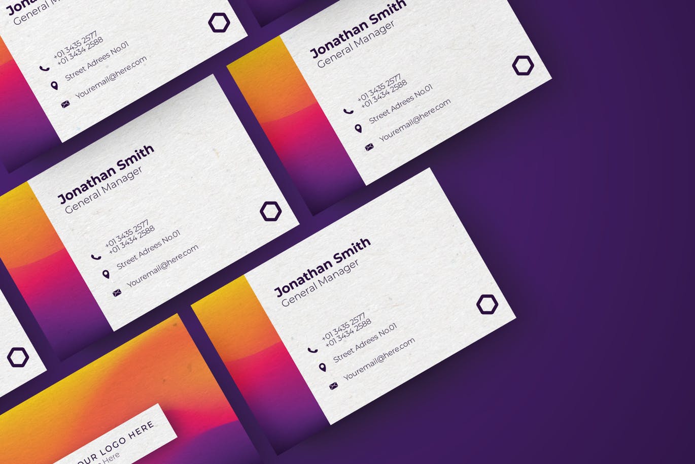 渐变彩虹色企业名片设计模板v3 Business Card Template.v3插图(1)